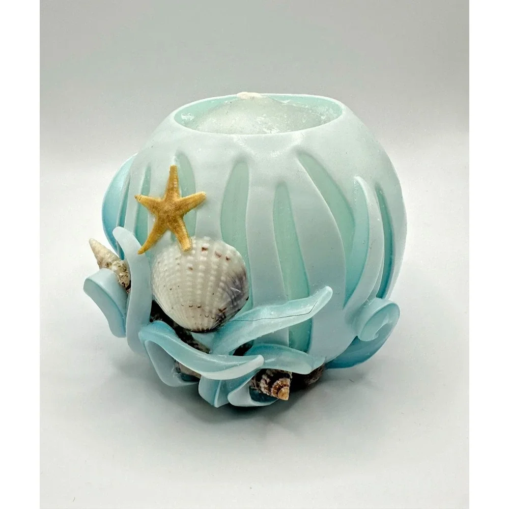 NEW Wax & Beyond Candle Hand Dipped&Carved Glow Refillable Beach Coast Sea Shell